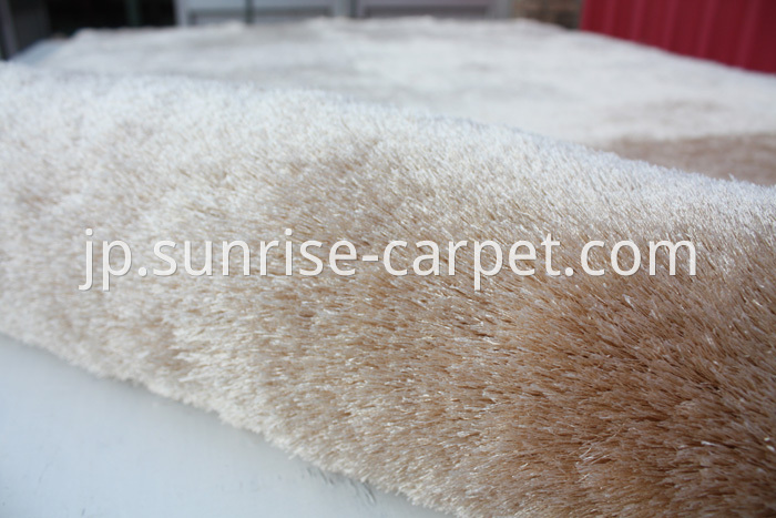 Silk Polyester Shaggy Rug Beige